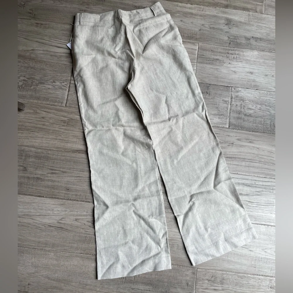 Reformation Cello Pants In Oatmeal 100 Linen Wide Leg High Waisted Unlined SZ 10
